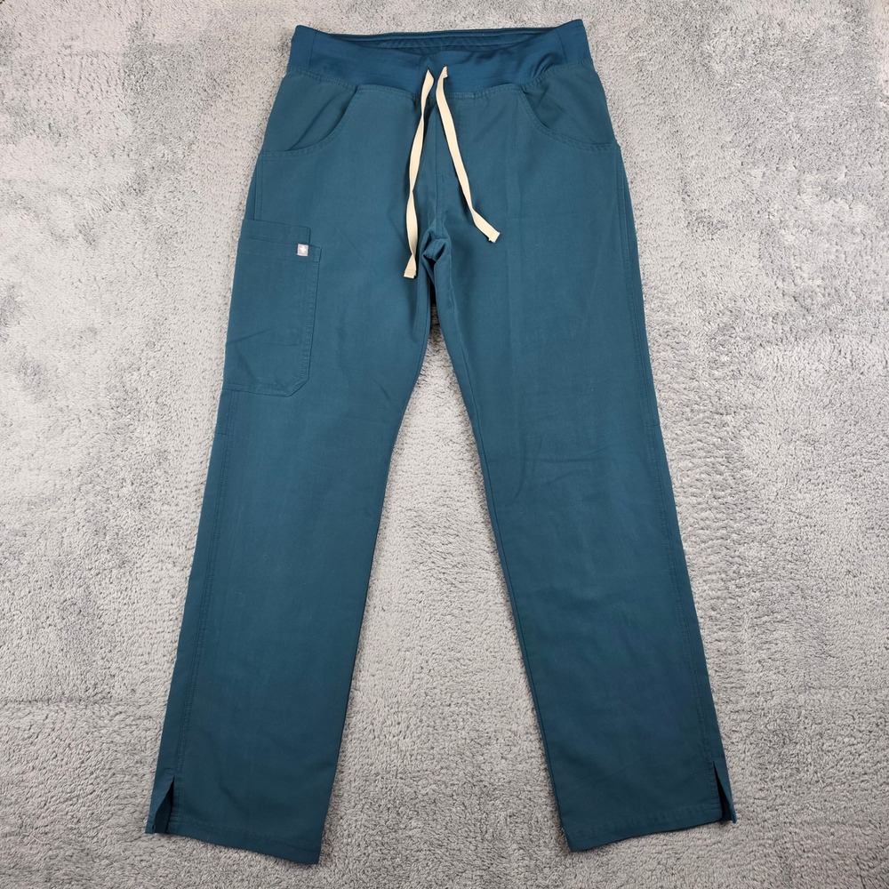 FIGS Kade Cargo Scrub Pants Women Small Teal Technical Collection Straight Leg